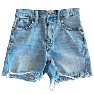 Madewell High-Rise Denim Cut Off Shorts Light Blue